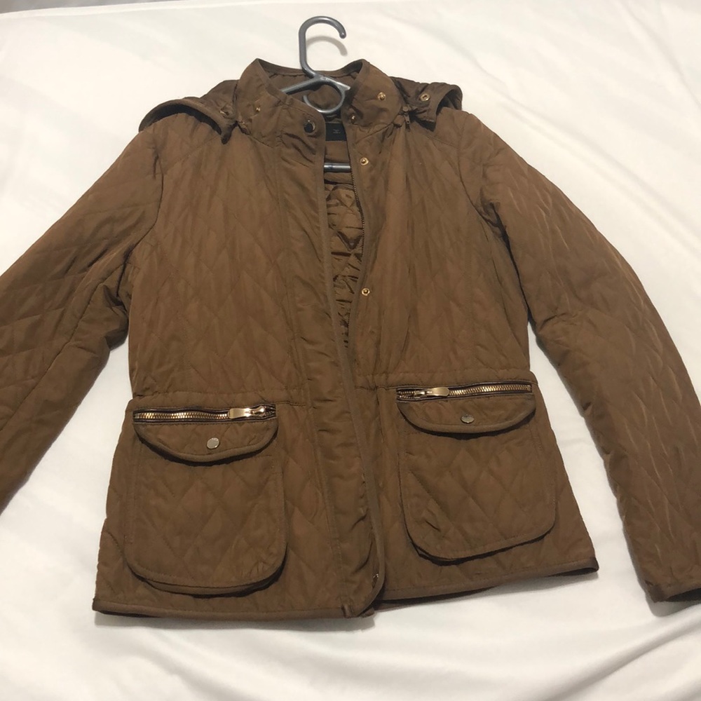 Zara Quilted Tan Jacket Size M